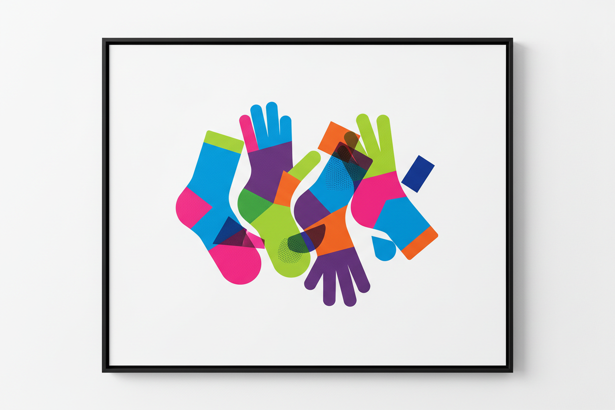 Modern art of socks and gloves 